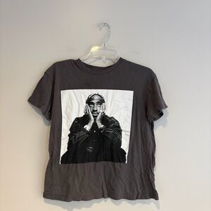 Tupac Shakur 2Pac Graphic Tee Black Portrait Print T-Shirt Size M